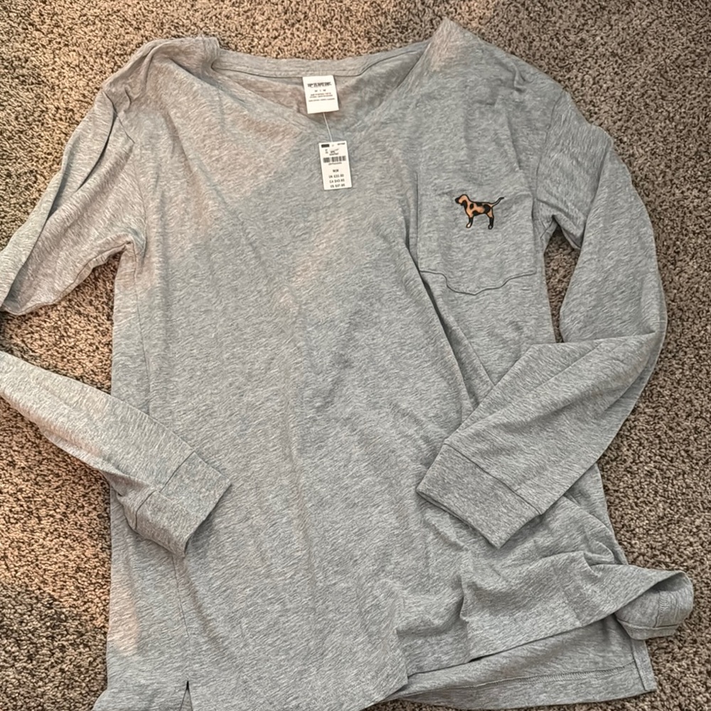 PINK Victoria's Secret Gray Long Sleeve Tee